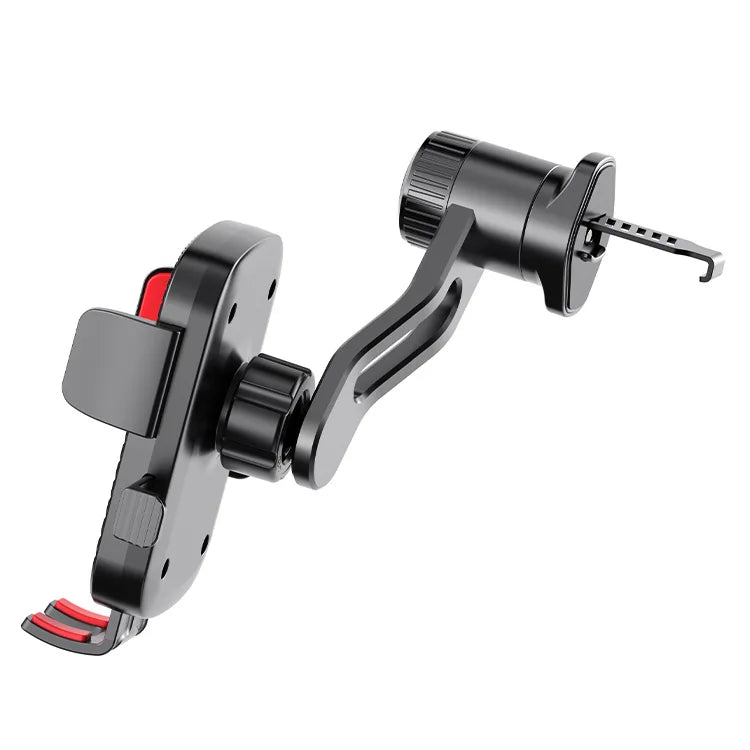 Black universal gravity car phone holder with a hook clip attached