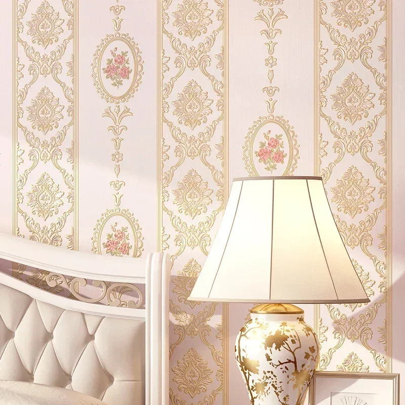 3D Glitter Metallic Stripe Wallpaper Roll