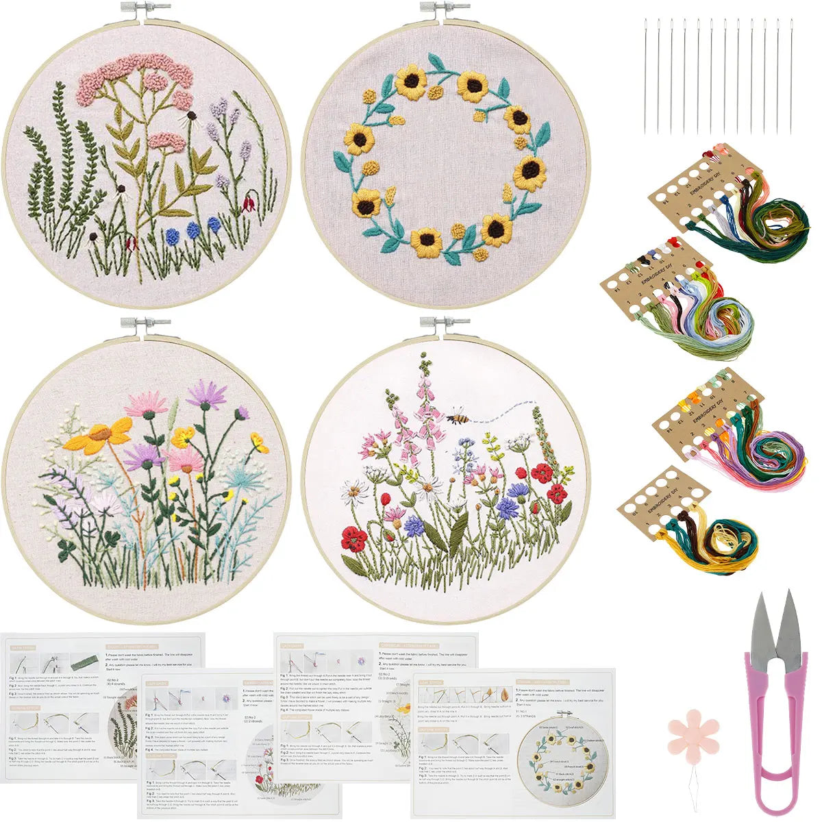 Embroidery Stitch Practice Kit with 30 Stitches for Beginners