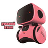 A pink interactive voice-controlled robot toy with a smooth, rounded design.