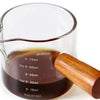 Vasitos de cristal transparente para espresso con asas de madera