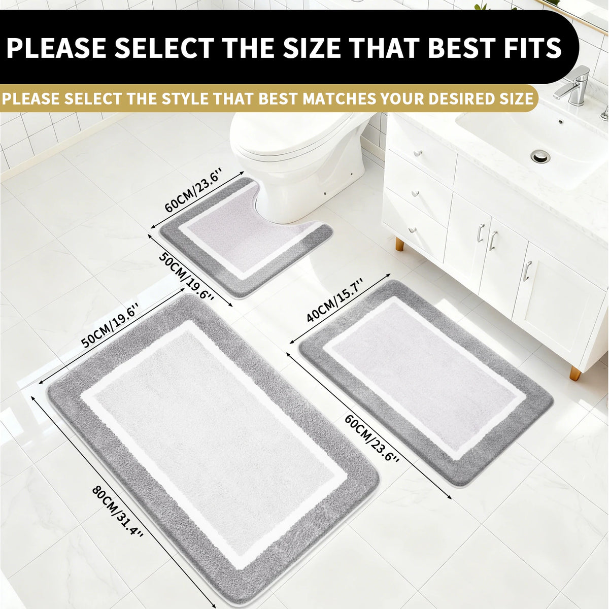 Plush Microfiber Non-Slip Bath Mat with Quick-Dry Absorbency