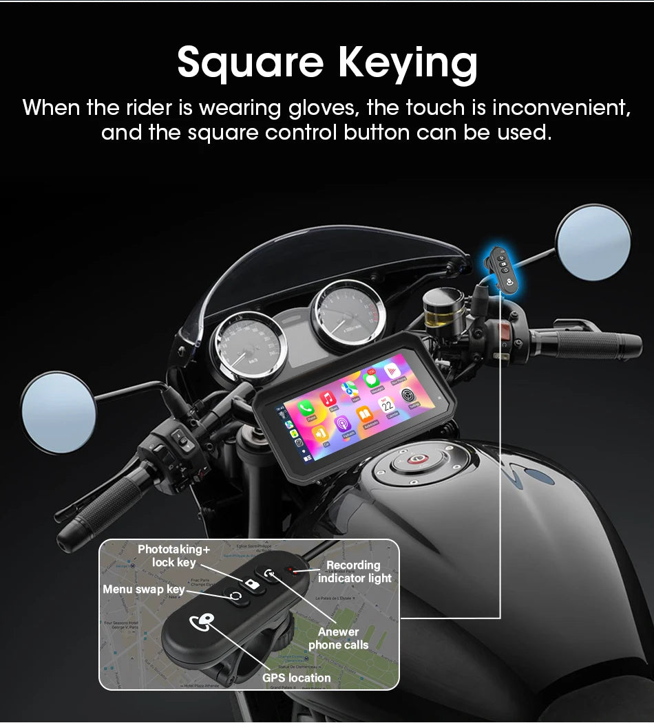 5/6.25 Inch Waterproof Motorcycle GPS with CarPlay and Android Auto