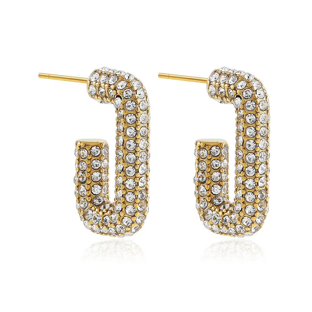 Geometric Gold Plated Huggie Hoop Earrings