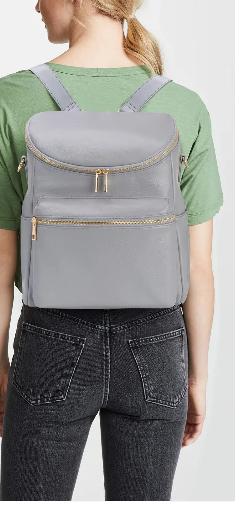 Leather-Look 20L Diaper Backpack with Stroller Straps