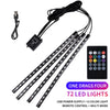 RGB LED car interior ambient light kit with music sync and remote control featuring 72 LED lights
