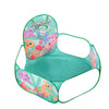 A foldable kids ball pit with a basketball hoop playpen featuring dinosaur and animal designs.