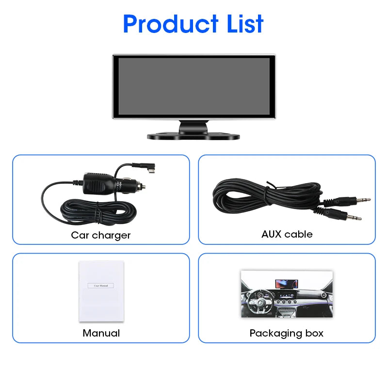 12-Inch Rearview Mirror Dash Cam with Wireless CarPlay & GPS