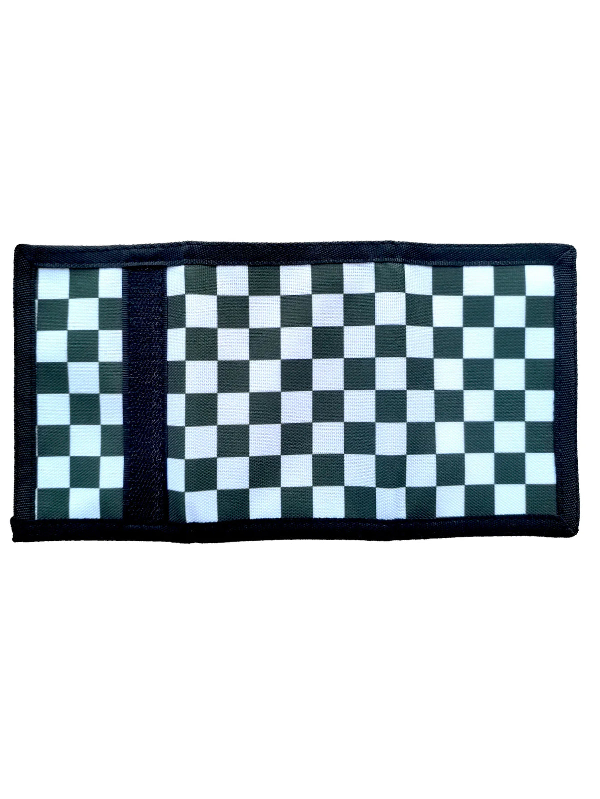 Checkered Print Compact Tri-Fold Wallet with ID Window