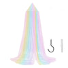 Rainbow hanging dome canopy mosquito net with a purple and iridescent fabric