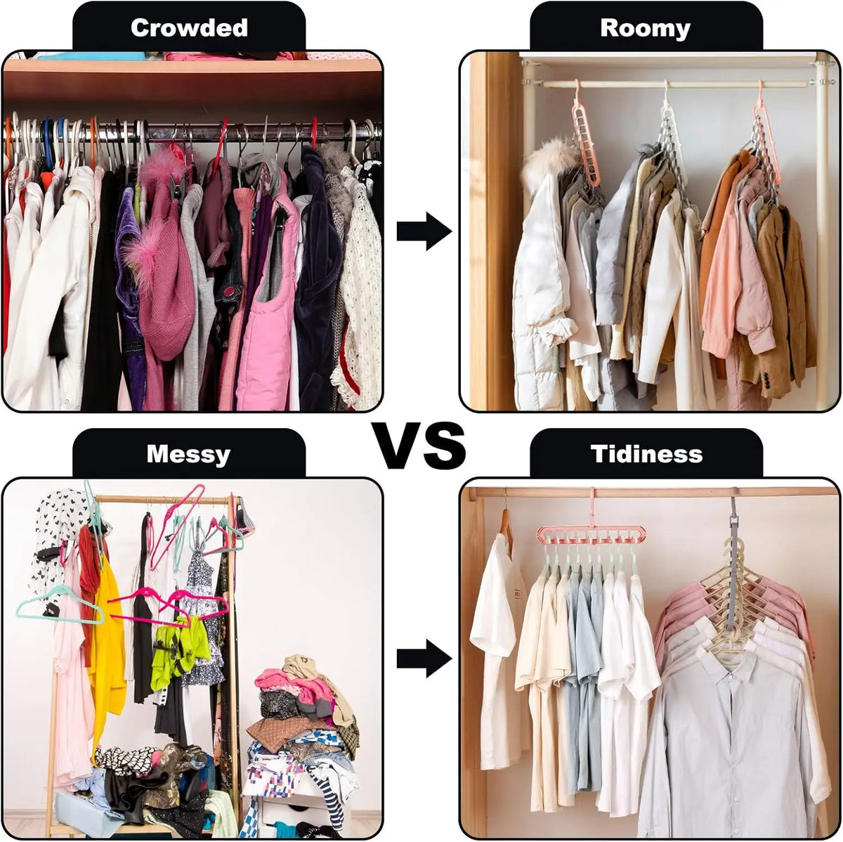 Rotating 9-Hole Folding Clothes Hanger Organizer for Space-Saving Wardrobes