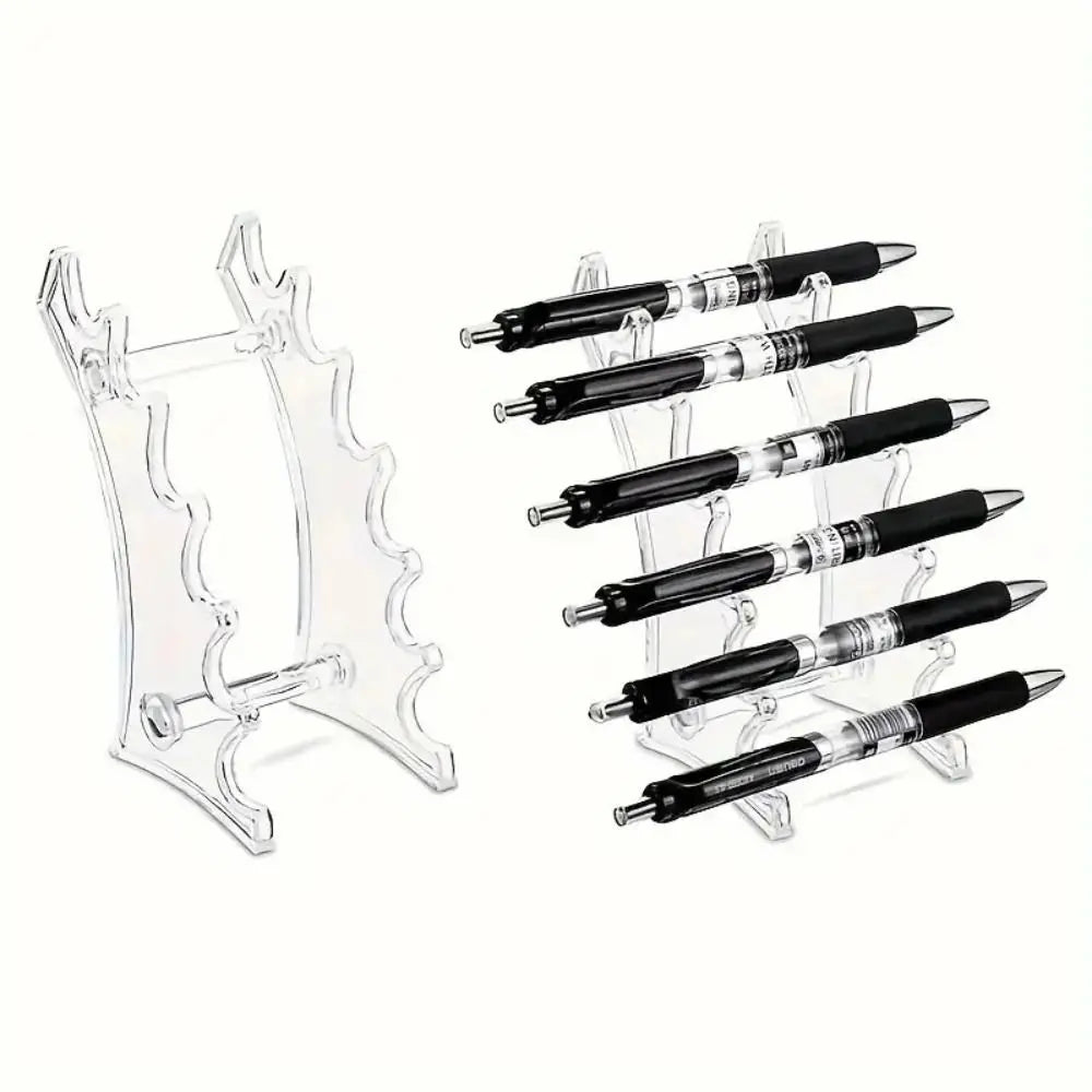 Clear Acrylic Ladder-Style Desk Organizer with 6 Pen Slots