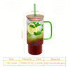 Vintage Ribbed Glass Tumbler with Bamboo Lid and Straw