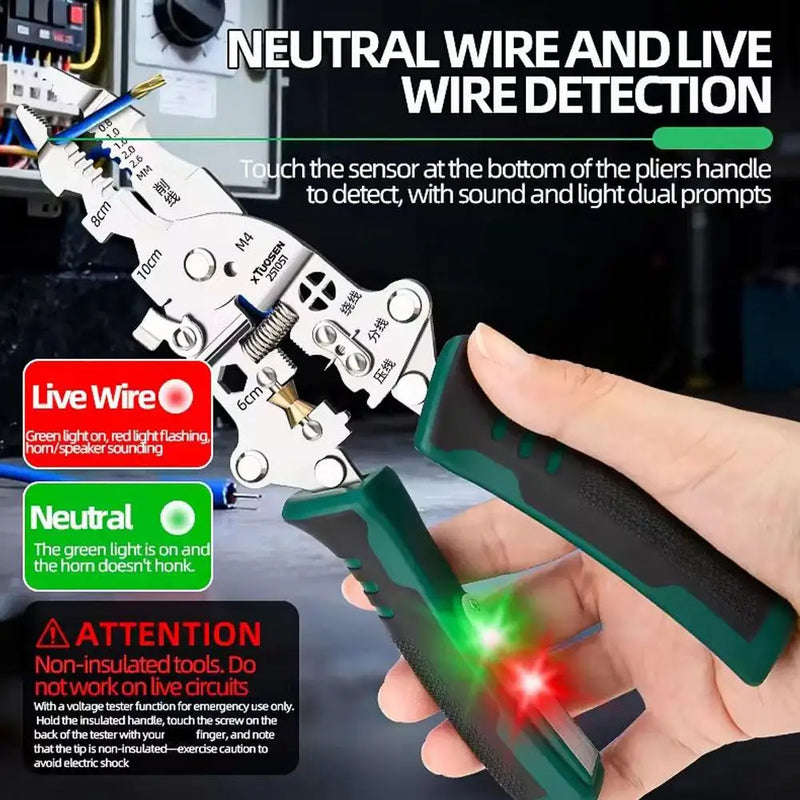 Foldable Multi-Function Electrician's Pliers with Voltage Tester