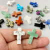 Natural Stone Cross Pendant Charm for Jewelry Making
