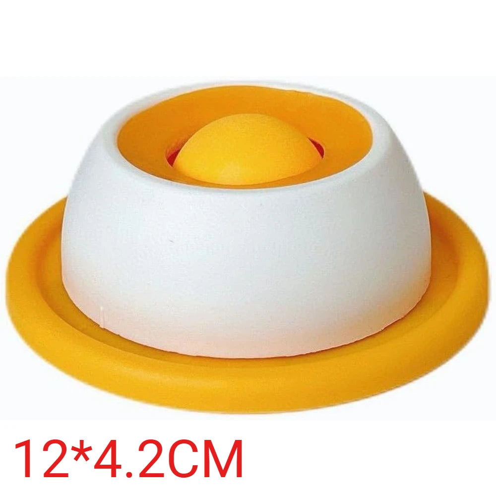 A white silicone pet grooming glove with an orange top, used for removing hair from cats and dogs.