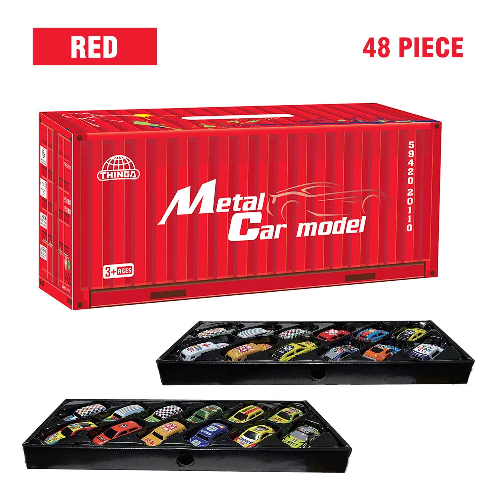 48-Piece Die-Cast Racing Car Set with Storage Case