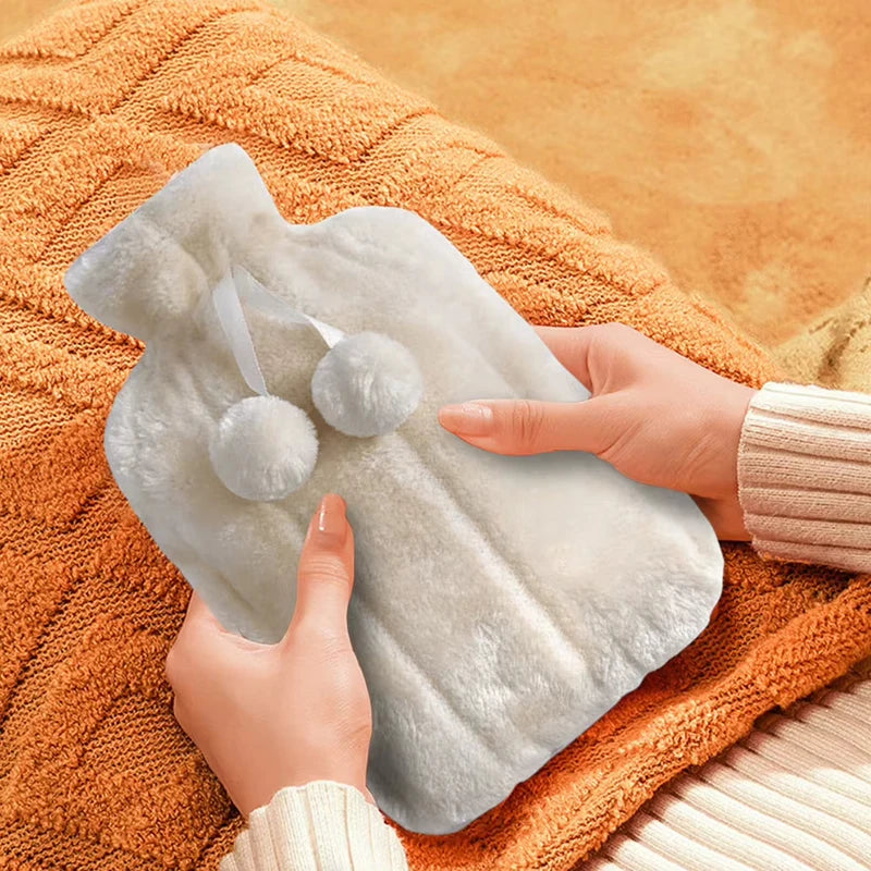 Plush Hot Water Bottle Cover with Soft Fleece Lining
