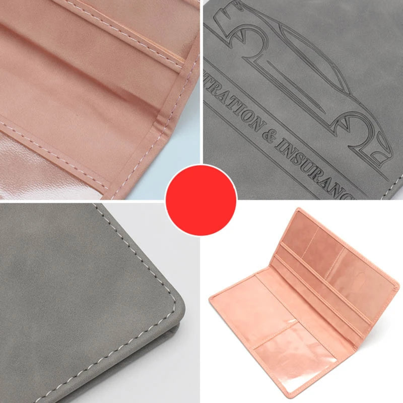 Premium PU Leather Car Document Organizer with Card Slots