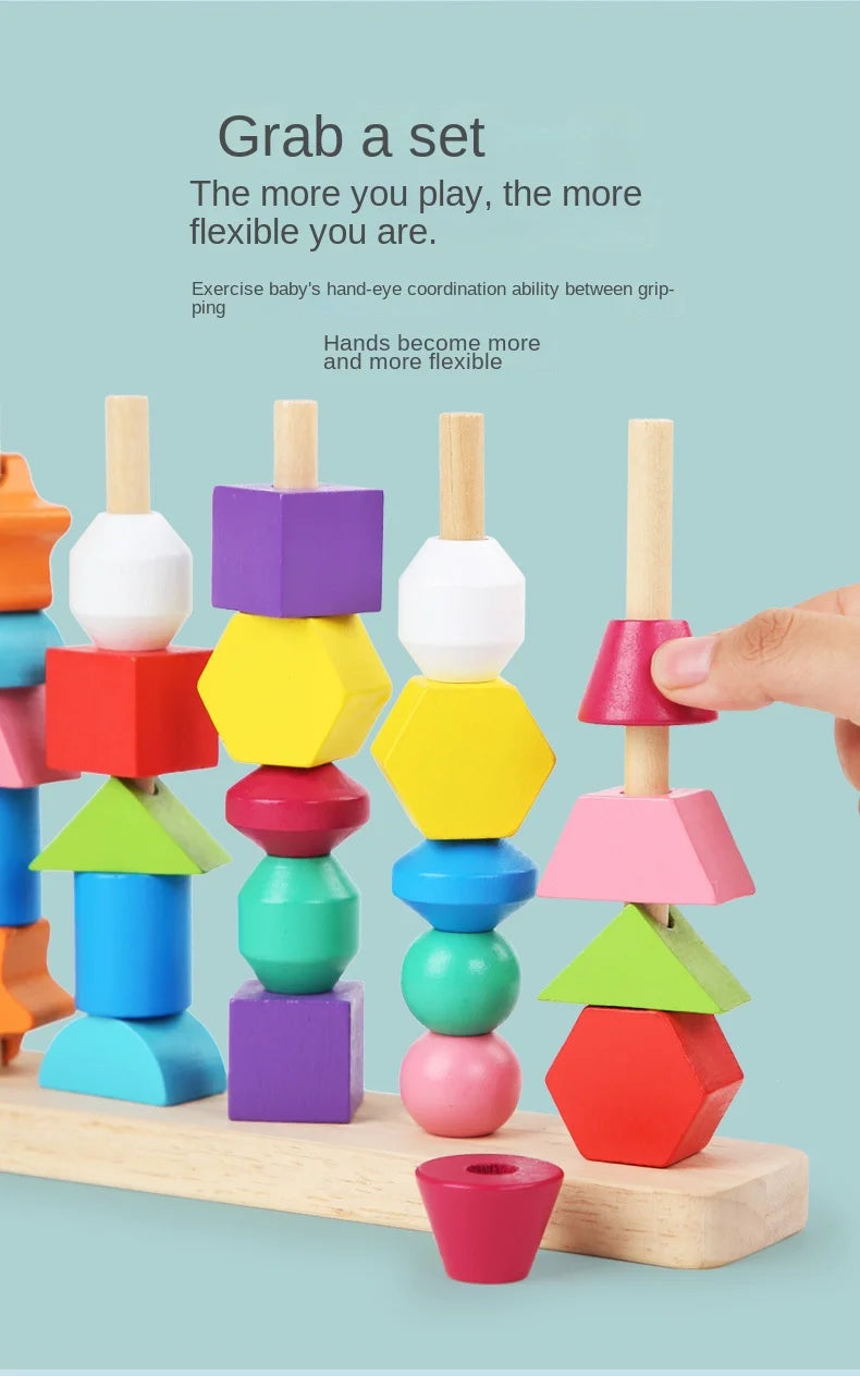 Montessori Wooden Color & Shape Matching Puzzle for Toddlers