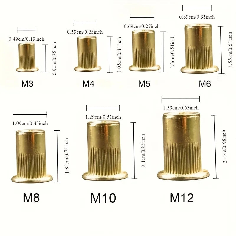 102-Piece Rivet Nut Assortment Kit with Zinc-Plated Carbon Steel (M3–M8)
