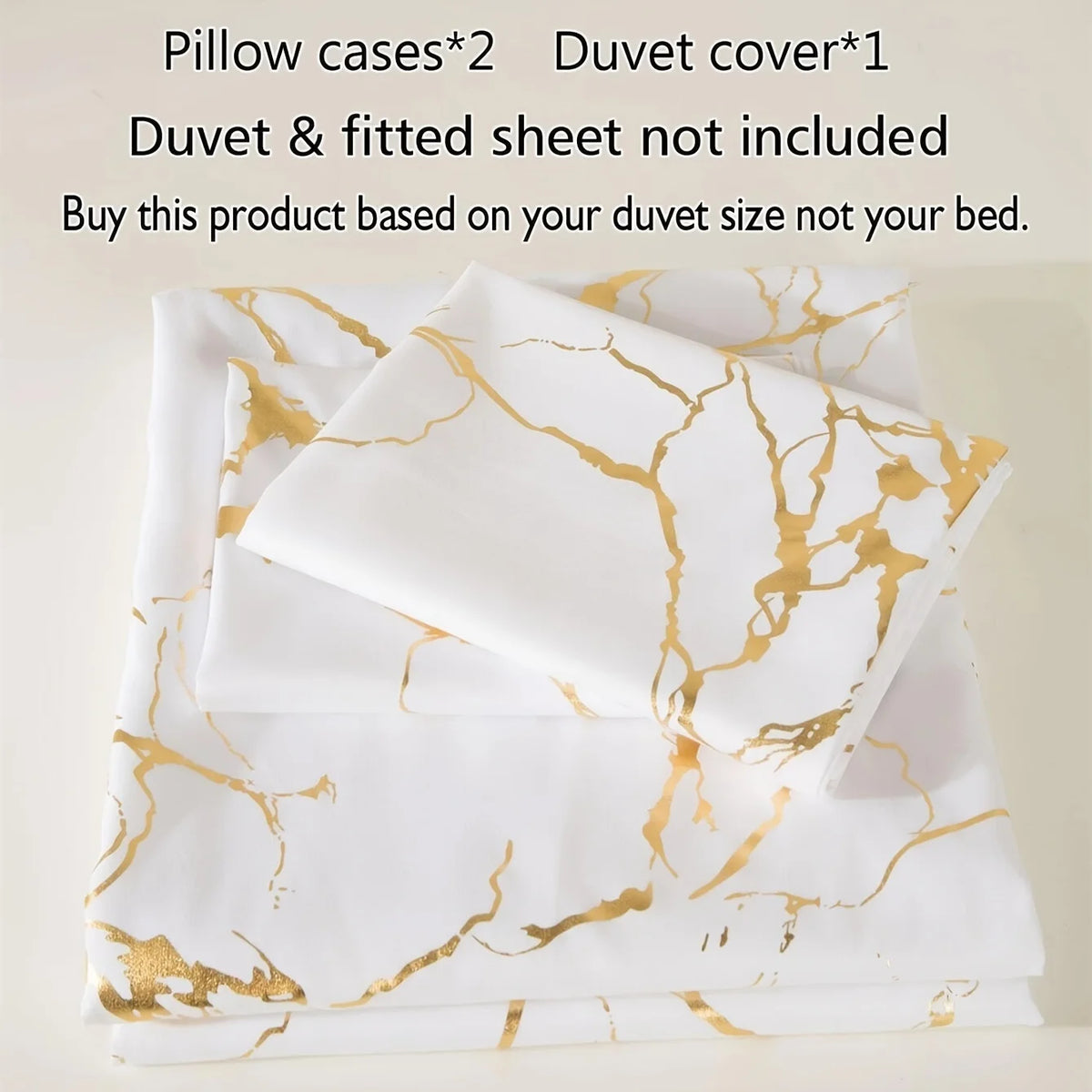 Luxury Marble Print 3-Piece Duvet Cover Set – Queen Size, Soft Microfiber, Zipper Closure
