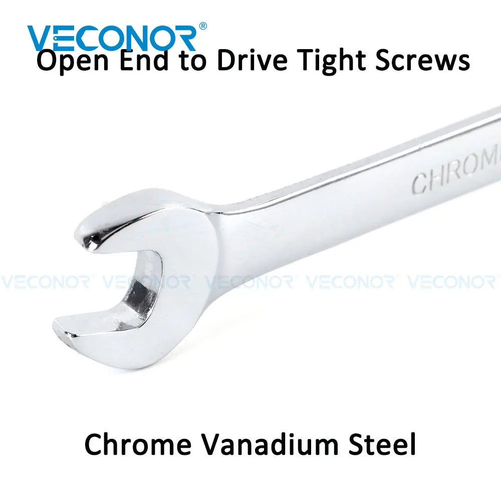 3-Piece Mirror-Polished Ratchet Wrench Set (3/8", 7/16", 1/2")