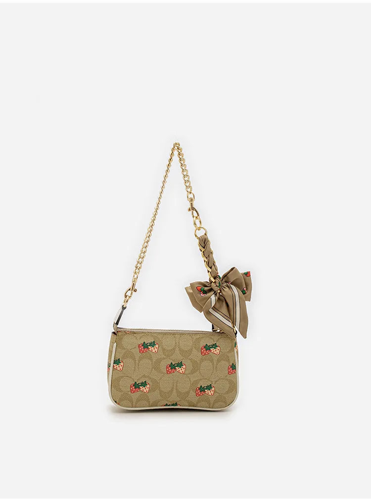 Elegant Bow Chain Bag Strap with Hanging Charm