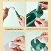 Instructions for installing an adjustable sink sponge holder with a drainer basket, showing steps to insert the hanger and ap