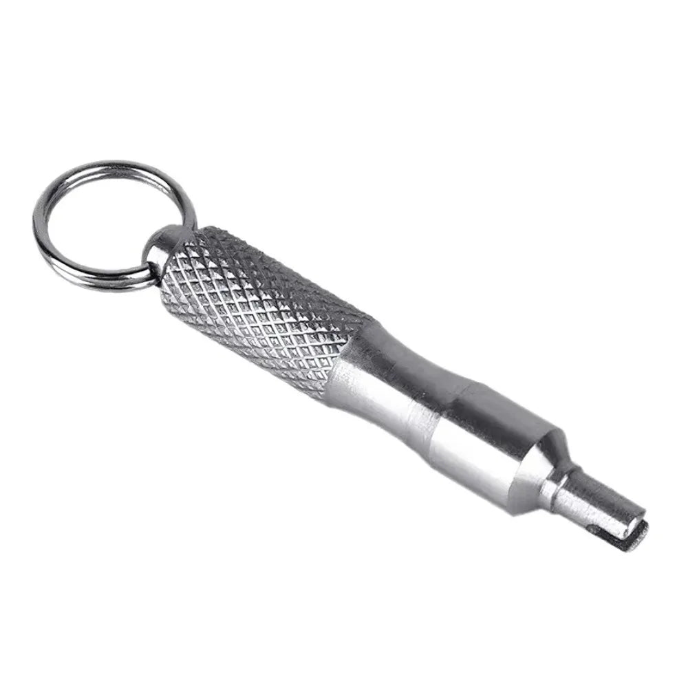 Stainless Steel Tire Valve Core Remover Tool with Key Ring