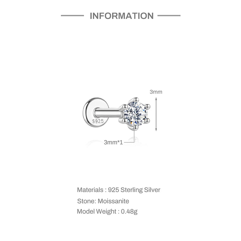 925 Sterling Silver Moissanite Bowknot Stud Earrings