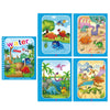 A set of six reusable magic water drawing books featuring colorful cartoon dinosaurs and jungle scenes for children.
