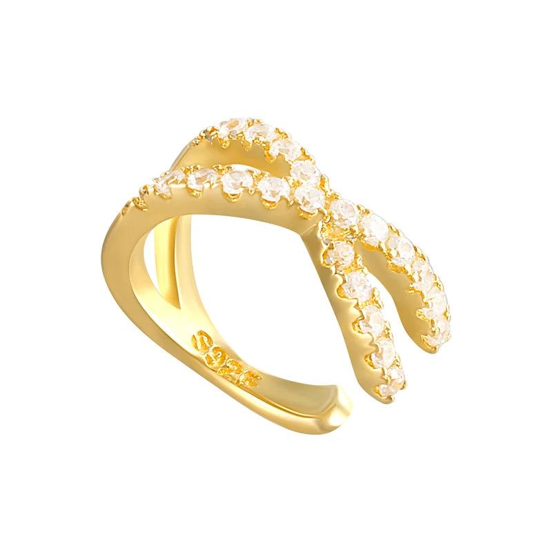 Sterling Silver Cross Ear Cuff with Zircon