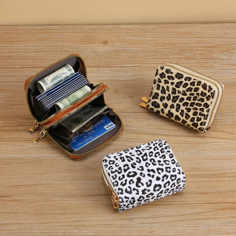 Leopard Print RFID Blocking Compact Wallet