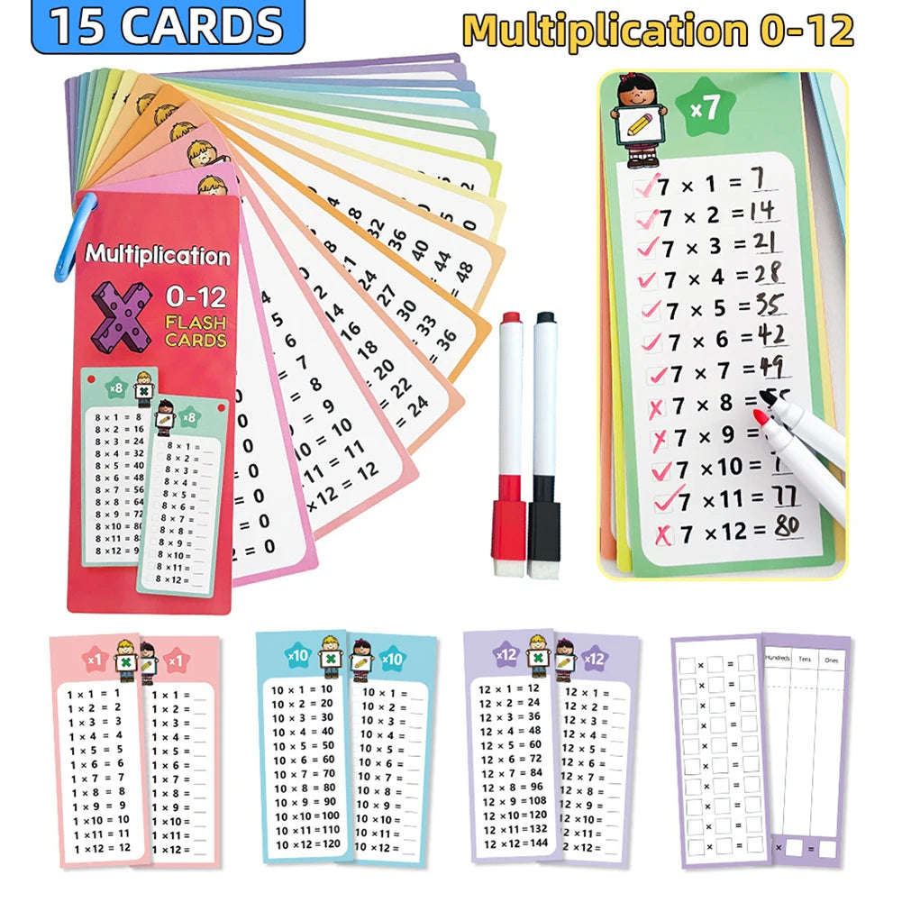 Self-Check Multiplication Flash Cards with Pens