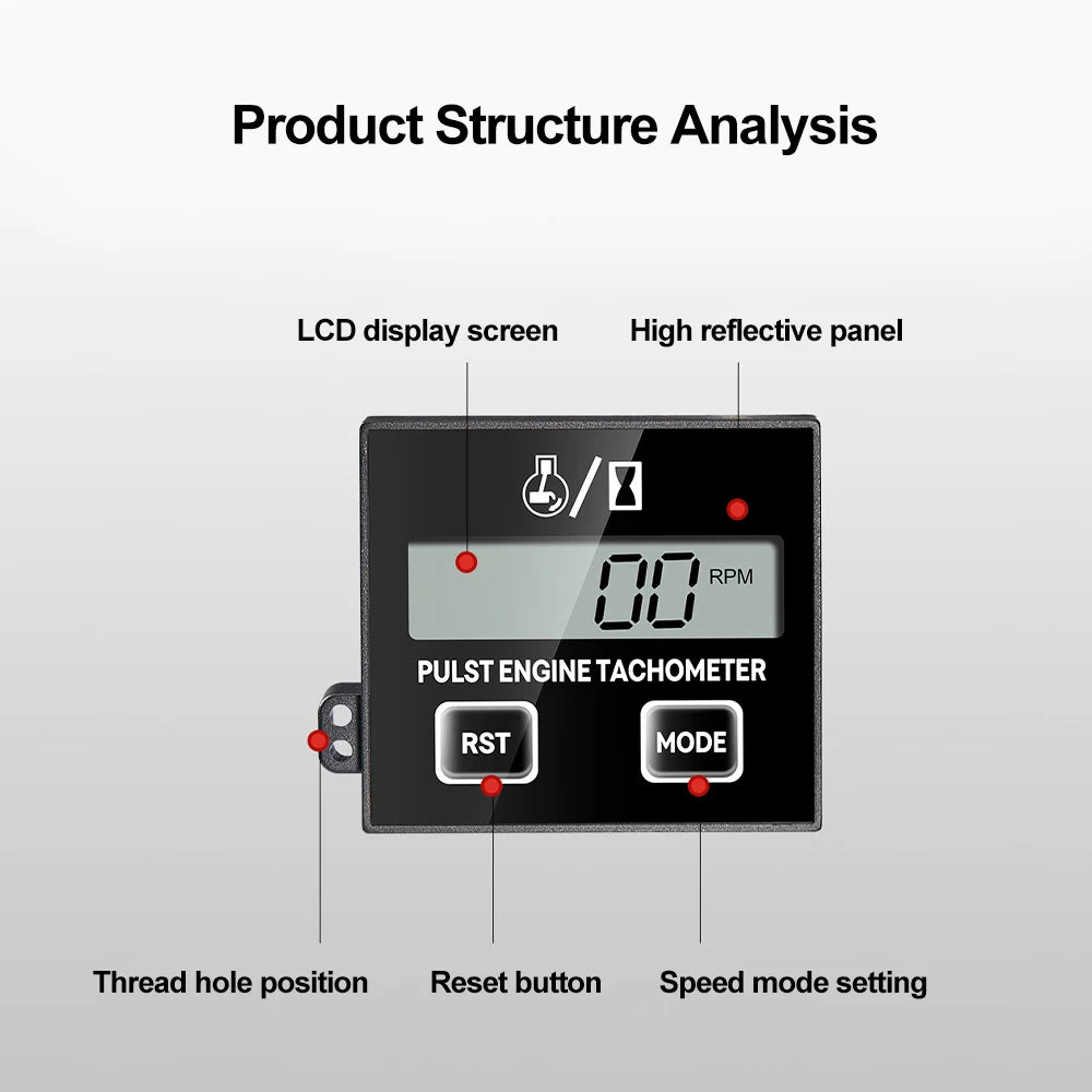 Product structure analysis diagram showing the components of a pulse engine tachometer.