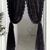 Black Floral Lace Sheer Curtain Panel with Rod Pocket