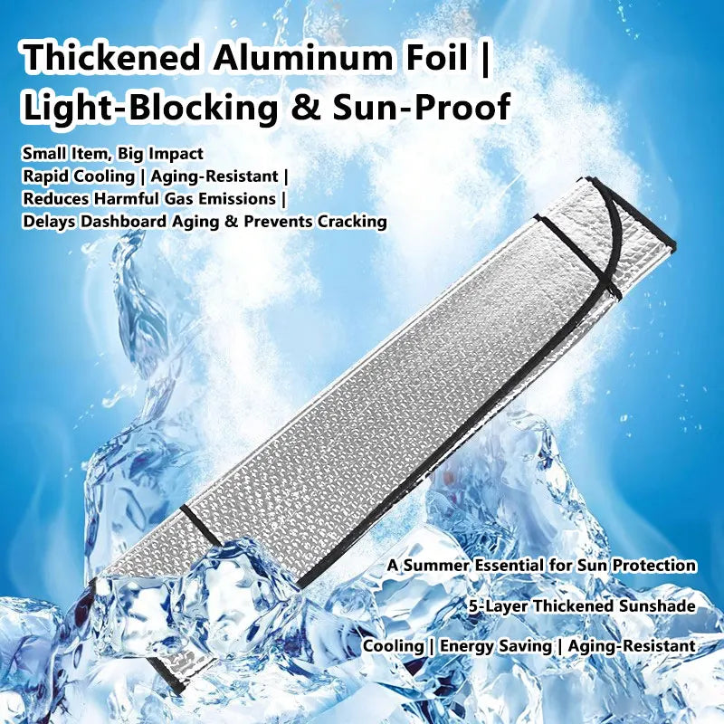Dicker Aluminiumfoliensonnenschutz gegen Licht und Sonne, dargestellt vor Eis und Wasser.