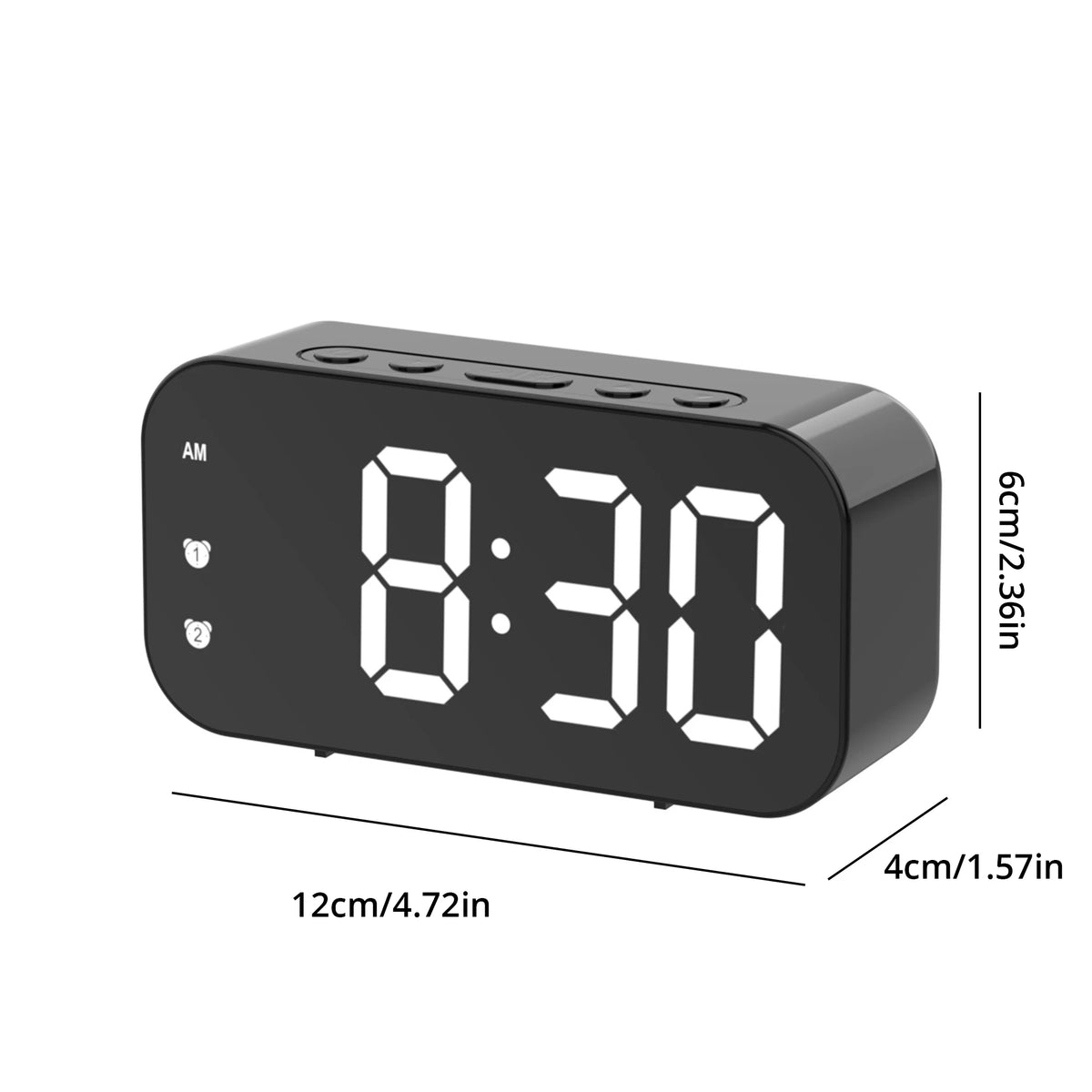 LED Mirror Digital Alarm Clock with Temperature Display