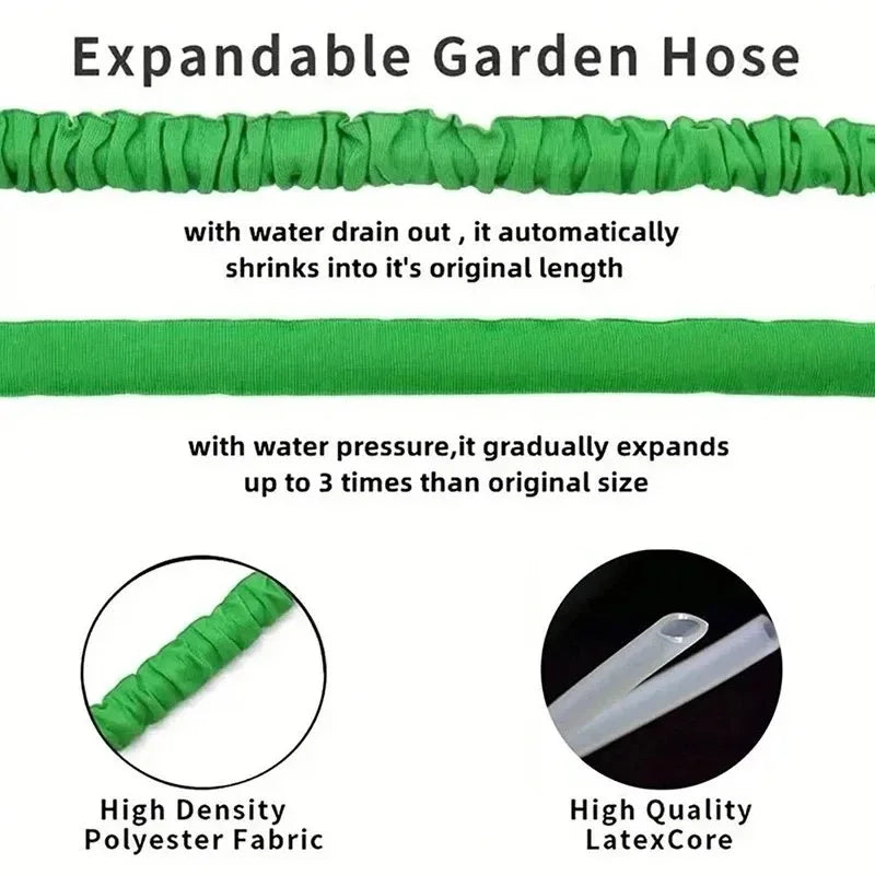 Expandable Garden Hose with High-Pressure Spray