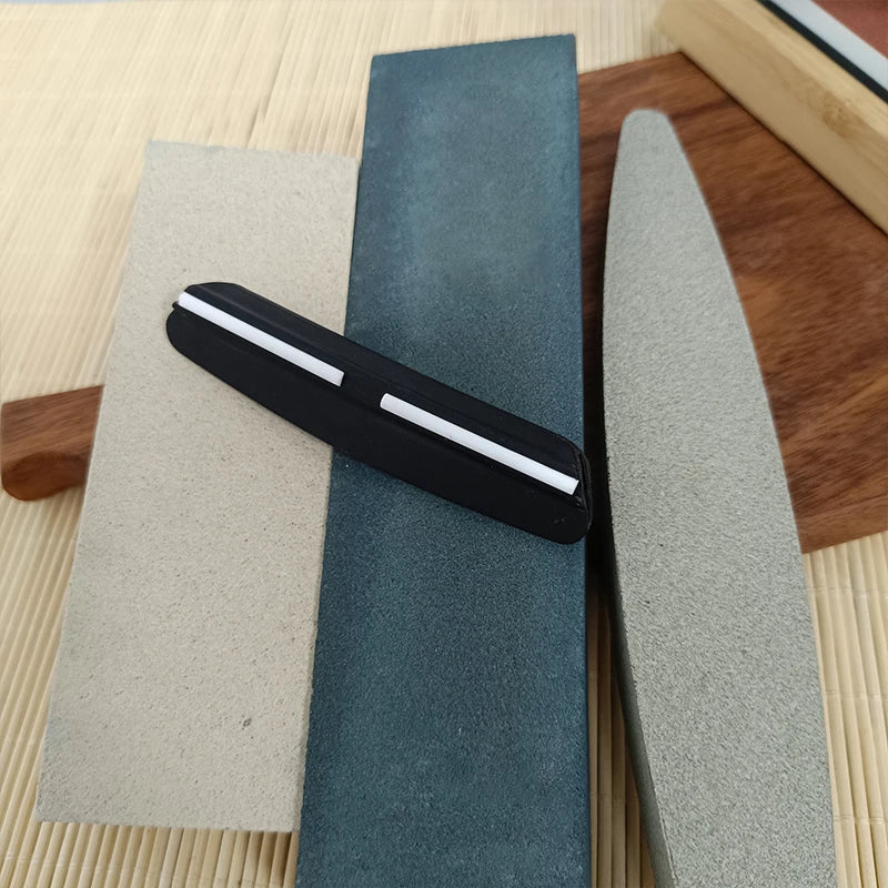 Dual-Grit Knife Sharpening Stone Kit with Bamboo Base & Angle Guide