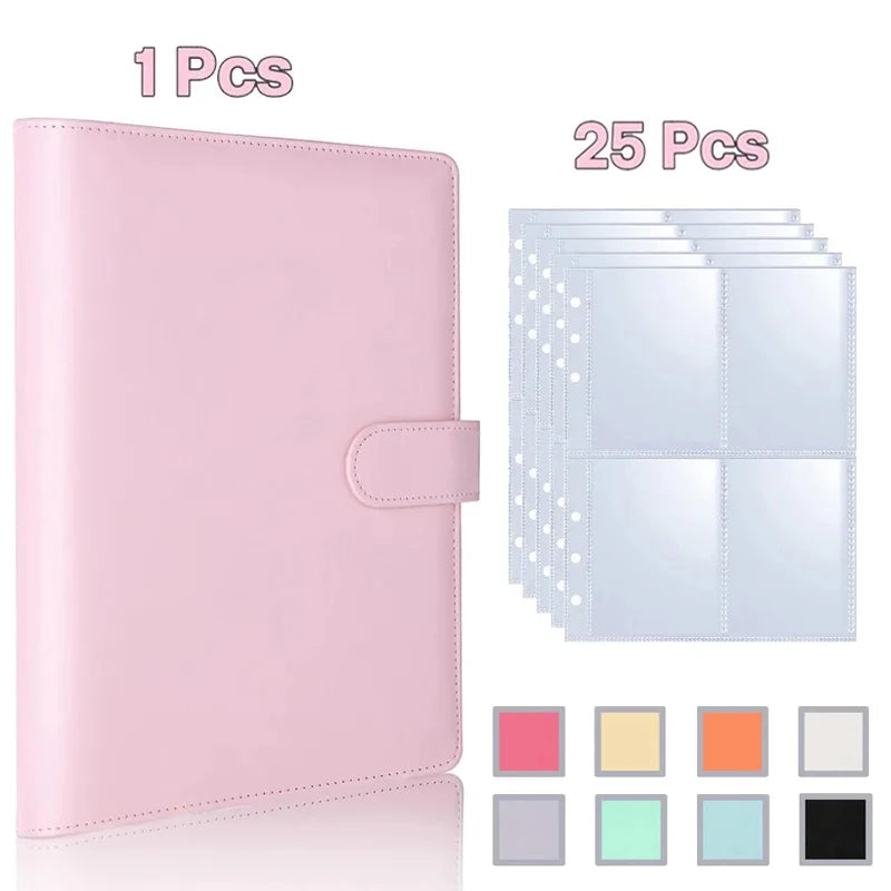 A5 PU Leather Photo & Card Organizer Binder with 4-Pocket Sleeves