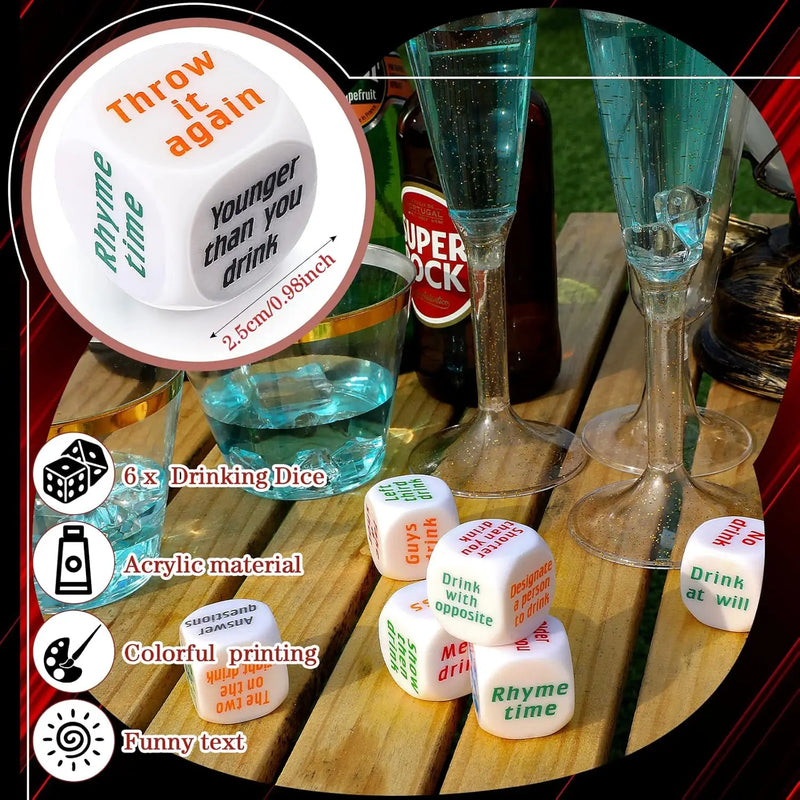 6-Piece Acrylic Drinking Dice Game Set
