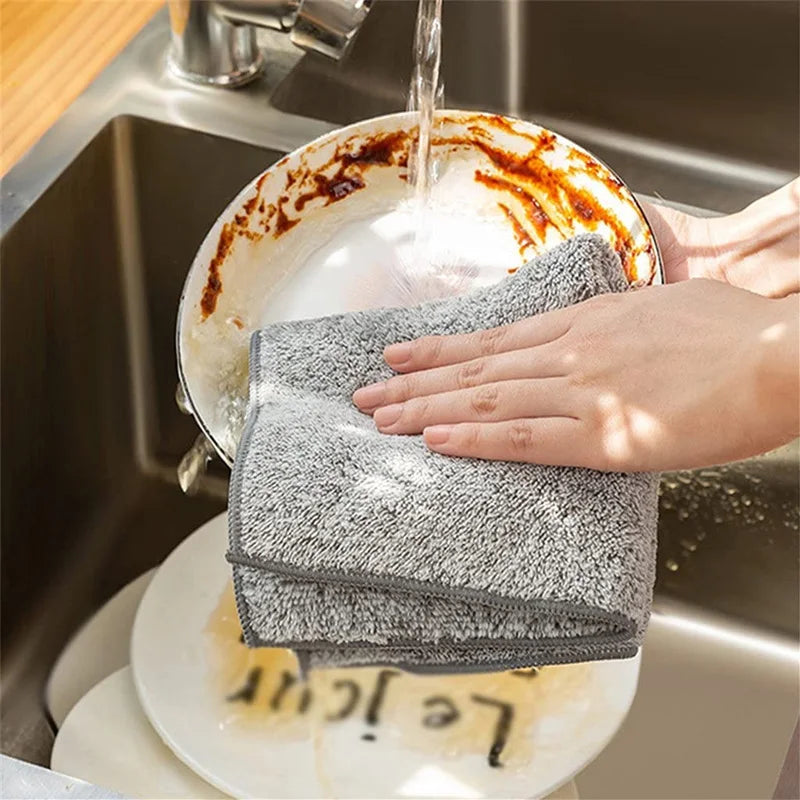 Microfiber Kitchen Towels with Bamboo Fiber - Absorbent Cleaning Cloths