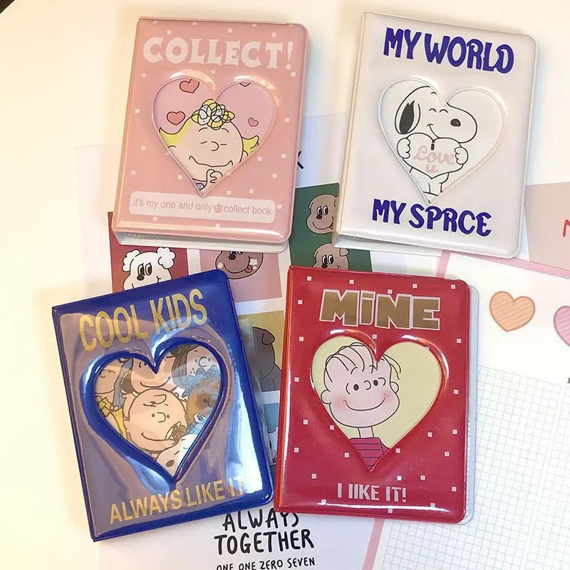 A collection of three mini photo albums titled Collect My World and Cool Kids featuring heart-shaped covers.