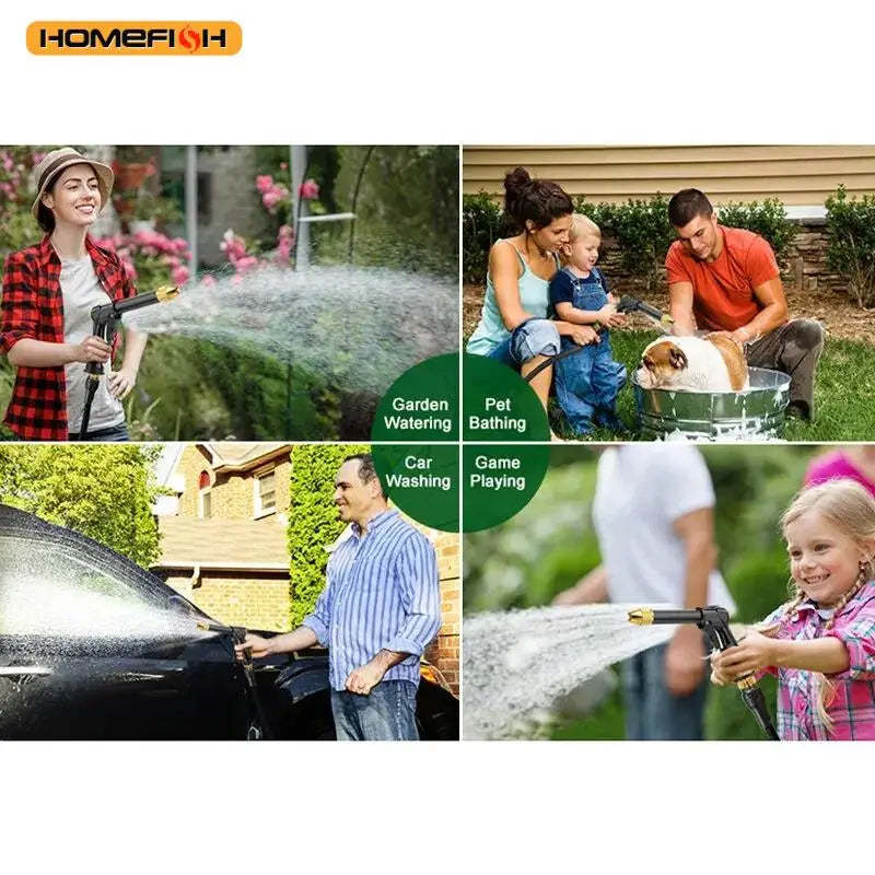 Expandable Garden Hose with High-Pressure Nozzle