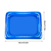 A bright blue inflatable foot soaking basin with rounded edges and a rectangular shape.