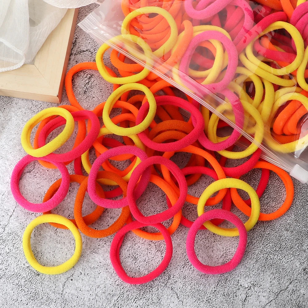 50-Pack Solid Color Elastic Hair Ties for Women & Girls