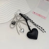 Cute Bow Bag Charm Keychain with Heart Pendant