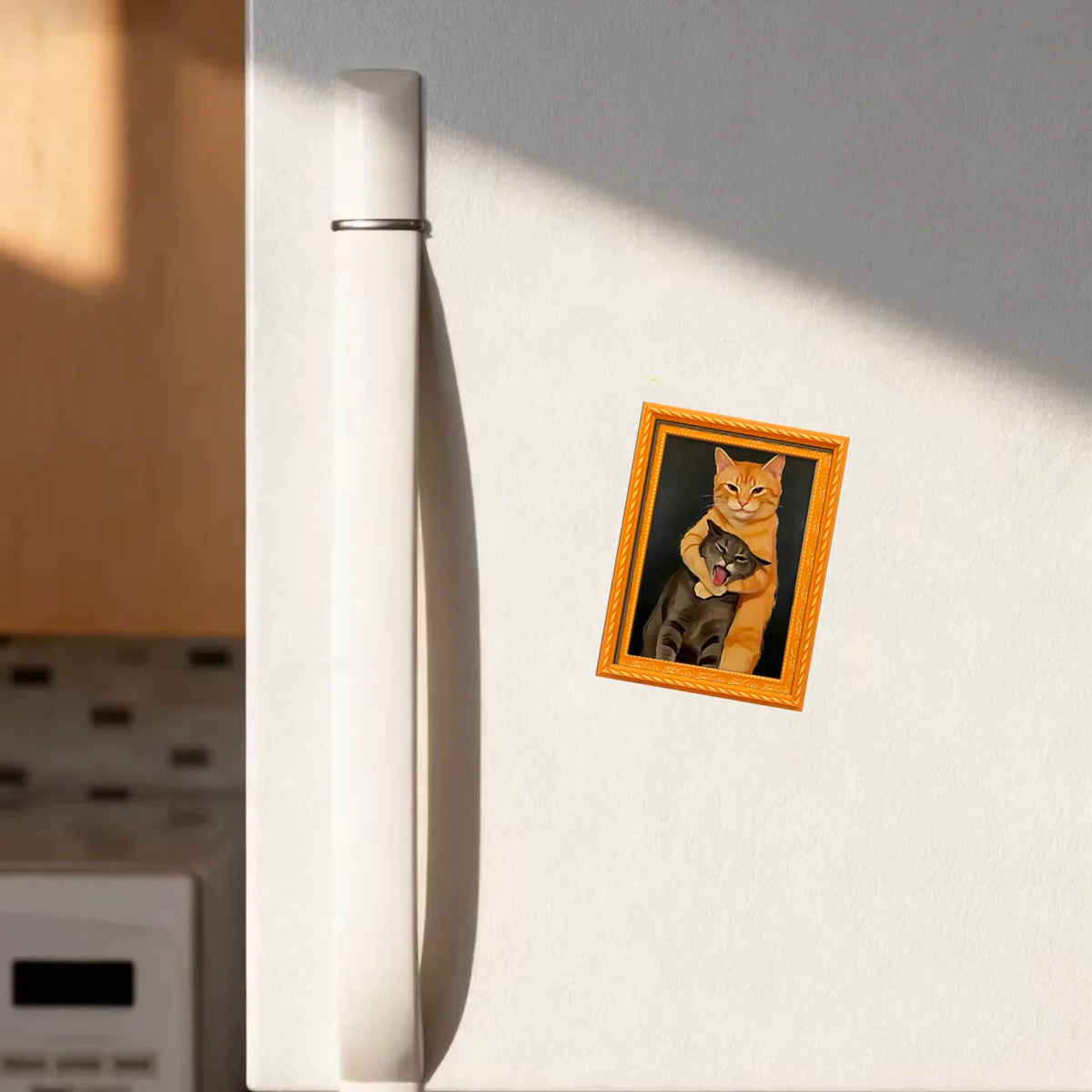 Funny Cat Fridge Magnet – Silly Cat Fight Decoration for Kitchens
